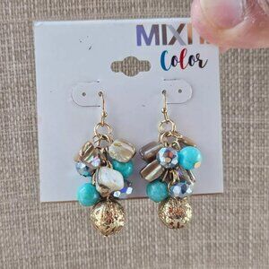 Mixit Color Women Earrings Drop Down Multi Color Beads Fashion Jewelry NWT